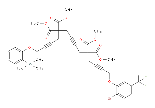 tetramethyl 1-(2-bromo-5-(trifluoromethyl)phenoxy)-14-(2-(trimethylstannyl)phenoxy)tetradeca-2,7,12-triyne-5,5,10,10-tetracarboxylate
