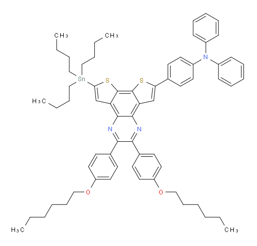 4-(2,3-双(4-(己氧基)苯基)-9-(三丁基锡基)二噻吩并[3,2-f:2',3'-h]喹喔啉-6-基)-N,N-二苯基苯胺