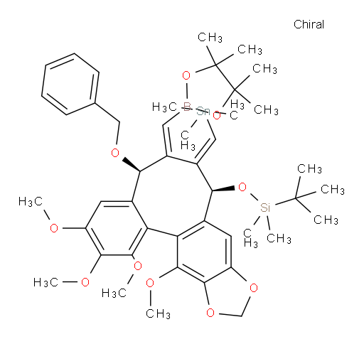 (((5S,6E,7E,8S)-5-(benzyloxy)-1,2,3,13-tetramethoxy-6-((4,4,5,5-tetramethyl-1,3,2-dioxaborolan-2-yl)methylene)-7-((trimethylstannyl)methylene)-5,6,7,8-tetrahydrobenzo[3',4']cycloocta[1',2':4,5]benzo[1,2-d][1,3]dioxol-8-yl)oxy)(tert-butyl)dimethylsilane