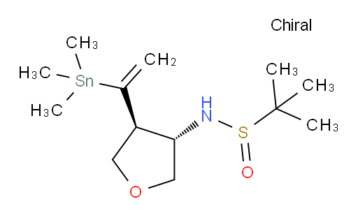 (S)-2-methyl-N-((3S,4S)-4-(1-(trimethylstannyl)vinyl)tetrahydrofuran-3-yl)propane-2-sulfinamide