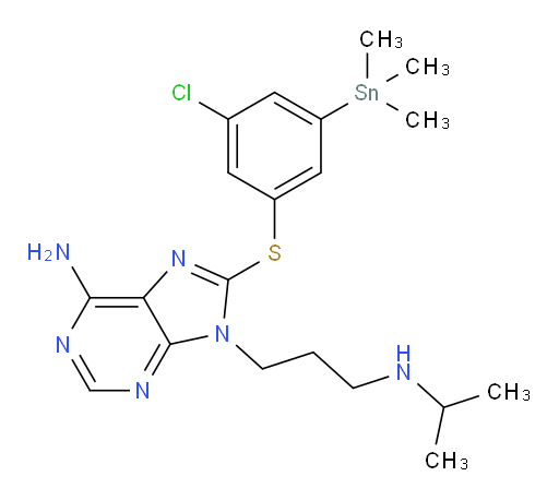8-((3-chloro-5-(trimethylstannyl)phenyl)thio)-9-(3-(isopropylamino)propyl)-9H-purin-6-amine