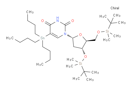 1-((2R,4R,5S)-4-((tert-butyldimethylsilyl)oxy)-5-(((tert-butyldimethylsilyl)oxy)methyl)tetrahydrofuran-2-yl)-5-(tributylstannyl)pyrimidine-2,4(1H,3H)-dione