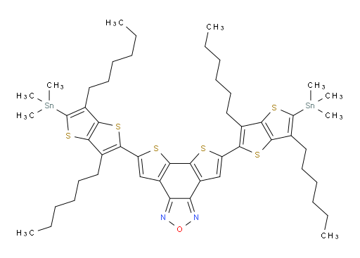 5,8-bis(3,6-dihexyl-5-(trimethylstannyl)thieno[3,2-b]thiophen-2-yl)dithieno[3',2':3,4;2'',3'':5,6]benzo[1,2-c][1,2,5]oxadiazole