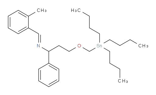 (E)-N-(2-methylbenzylidene)-1-phenyl-3-((tributylstannyl)methoxy)propan-1-amine