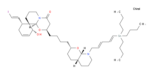 (1S,2R,2'R,6R,9a'S)-2-hydroxy-6-((E)-2-iodovinyl)-2'-(4-((2S,4aR,8aS)-8-((2E,4E)-5-(tributylstannyl)penta-2,4-dien-1-yl)octahydro-2H-pyrano[2,3-b]pyridin-2-yl)butyl)-6',7',8',9a'-tetrahydro-2'H-spiro[cyclohex[3]ene-1,9'-pyrido[2,1-b][1,3]oxazin]-4'(3'H)-one