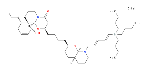 (1S,2R,2'R,6R,9a'S)-2-hydroxy-6-((E)-2-iodovinyl)-2'-(4-((2R,4aS,8aR)-8-((2E,4E)-5-(tributylstannyl)penta-2,4-dien-1-yl)octahydro-2H-pyrano[2,3-b]pyridin-2-yl)butyl)-6',7',8',9a'-tetrahydro-2'H-spiro[cyclohex[3]ene-1,9'-pyrido[2,1-b][1,3]oxazin]-4'(3'H)-one
