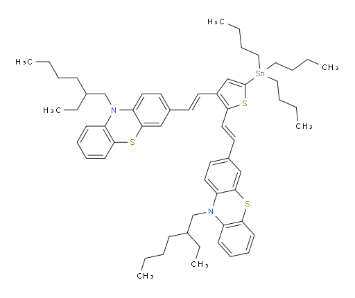 3,3'-((1E,1'E)-(5-(tributylstannyl)thiophene-2,3-diyl)bis(ethene-2,1-diyl))bis(10-(2-ethylhexyl)-10H-phenothiazine)