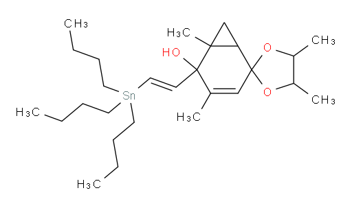 (E)-4,4',5',6-tetramethyl-5-(2-(tributylstannyl)vinyl)spiro[bicyclo[4.1.0]hept[3]ene-2,2'-[1,3]dioxolan]-5-ol