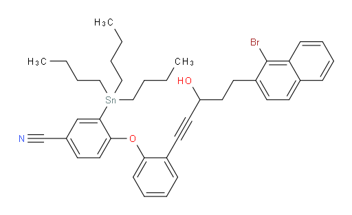 4-(2-(5-(1-bromonaphthalen-2-yl)-3-hydroxypent-1-yn-1-yl)phenoxy)-3-(tributylstannyl)benzonitrile