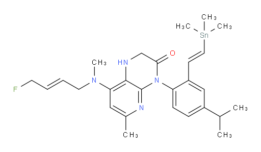 8-(((E)-4-fluorobut-2-en-1-yl)(methyl)amino)-4-(4-isopropyl-2-((E)-2-(trimethylstannyl)vinyl)phenyl)-6-methyl-1,2-dihydropyrido[2,3-b]pyrazin-3(4H)-one