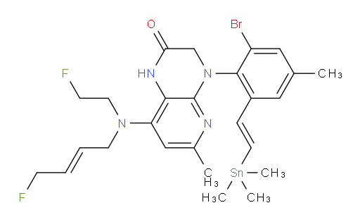 4-(2-bromo-4-methyl-6-((E)-2-(trimethylstannyl)vinyl)phenyl)-8-(((E)-4-fluorobut-2-en-1-yl)(2-fluoroethyl)amino)-6-methyl-3,4-dihydropyrido[2,3-b]pyrazin-2(1H)-one