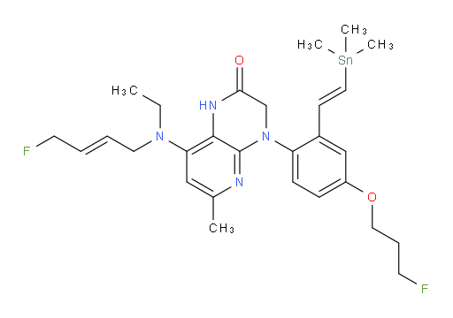 8-(ethyl((E)-4-fluorobut-2-en-1-yl)amino)-4-(4-(3-fluoropropoxy)-2-((E)-2-(trimethylstannyl)vinyl)phenyl)-6-methyl-3,4-dihydropyrido[2,3-b]pyrazin-2(1H)-one
