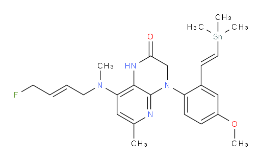 8-(((E)-4-fluorobut-2-en-1-yl)(methyl)amino)-4-(4-methoxy-2-((E)-2-(trimethylstannyl)vinyl)phenyl)-6-methyl-3,4-dihydropyrido[2,3-b]pyrazin-2(1H)-one