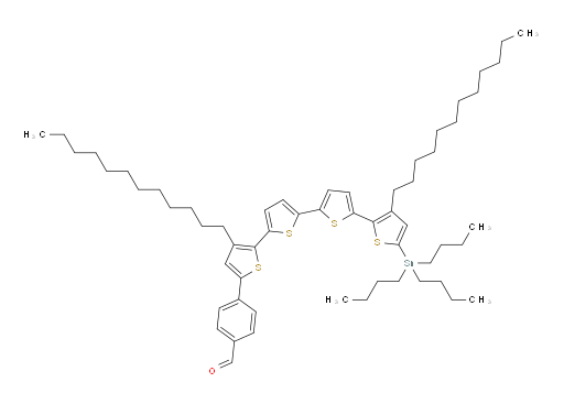 4-(3,3'''-didodecyl-5'''-(tributylstannyl)-[2,2':5',2'':5'',2'''-quaterthiophen]-5-yl)benzaldehyde