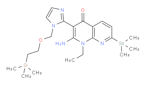 2-amino-1-ethyl-3-(1-((2-(trimethylsilyl)ethoxy)methyl)-1H-imidazol-2-yl)-7-(trimethylstannyl)-1,8-naphthyridin-4(1H)-one
