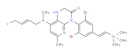 4-(2,6-dibromo-4-((E)-2-(trimethylstannyl)vinyl)phenyl)-8-(((E)-4-fluorobut-2-en-1-yl)(methyl)amino)-6-methyl-1,2-dihydropyrido[2,3-b]pyrazin-3(4H)-one