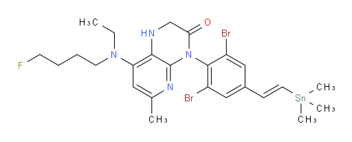 (E)-4-(2,6-dibromo-4-(2-(trimethylstannyl)vinyl)phenyl)-8-(ethyl(4-fluorobutyl)amino)-6-methyl-1,2-dihydropyrido[2,3-b]pyrazin-3(4H)-one