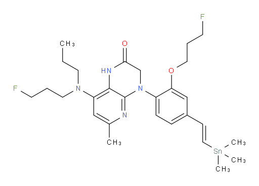 (E)-4-(2-(3-fluoropropoxy)-4-(2-(trimethylstannyl)vinyl)phenyl)-8-((3-fluoropropyl)(propyl)amino)-6-methyl-3,4-dihydropyrido[2,3-b]pyrazin-2(1H)-one