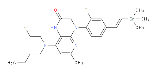 (E)-8-(butyl(2-fluoroethyl)amino)-4-(2-fluoro-4-(2-(trimethylstannyl)vinyl)phenyl)-6-methyl-3,4-dihydropyrido[2,3-b]pyrazin-2(1H)-one