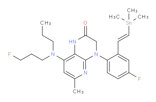 (E)-4-(4-fluoro-2-(2-(trimethylstannyl)vinyl)phenyl)-8-((3-fluoropropyl)(propyl)amino)-6-methyl-3,4-dihydropyrido[2,3-b]pyrazin-2(1H)-one