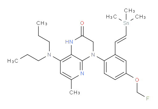 (E)-8-(dipropylamino)-4-(4-(fluoromethoxy)-2-(2-(trimethylstannyl)vinyl)phenyl)-6-methyl-3,4-dihydropyrido[2,3-b]pyrazin-2(1H)-one