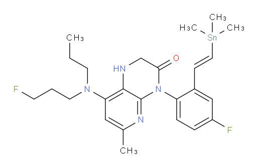 (E)-4-(4-fluoro-2-(2-(trimethylstannyl)vinyl)phenyl)-8-((3-fluoropropyl)(propyl)amino)-6-methyl-1,2-dihydropyrido[2,3-b]pyrazin-3(4H)-one