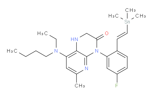 (E)-8-(butyl(ethyl)amino)-4-(5-fluoro-2-(2-(trimethylstannyl)vinyl)phenyl)-6-methyl-1,2-dihydropyrido[2,3-b]pyrazin-3(4H)-one