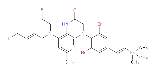 4-(2,6-dibromo-4-((E)-2-(trimethylstannyl)vinyl)phenyl)-8-(((E)-4-fluorobut-2-en-1-yl)(2-fluoroethyl)amino)-6-methyl-3,4-dihydropyrido[2,3-b]pyrazin-2(1H)-one