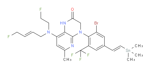 4-(2-bromo-6-(trifluoromethyl)-4-((E)-2-(trimethylstannyl)vinyl)phenyl)-8-(((E)-4-fluorobut-2-en-1-yl)(2-fluoroethyl)amino)-6-methyl-3,4-dihydropyrido[2,3-b]pyrazin-2(1H)-one