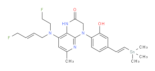 8-(((E)-4-fluorobut-2-en-1-yl)(2-fluoroethyl)amino)-4-(2-hydroxy-4-((E)-2-(trimethylstannyl)vinyl)phenyl)-6-methyl-3,4-dihydropyrido[2,3-b]pyrazin-2(1H)-one