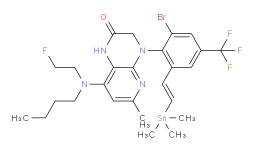 (E)-4-(2-bromo-4-(trifluoromethyl)-6-(2-(trimethylstannyl)vinyl)phenyl)-8-(butyl(2-fluoroethyl)amino)-6-methyl-3,4-dihydropyrido[2,3-b]pyrazin-2(1H)-one