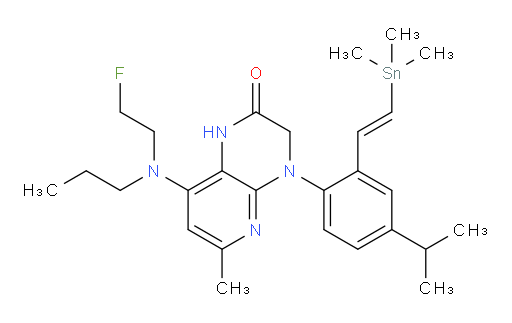(E)-8-((2-fluoroethyl)(propyl)amino)-4-(4-isopropyl-2-(2-(trimethylstannyl)vinyl)phenyl)-6-methyl-3,4-dihydropyrido[2,3-b]pyrazin-2(1H)-one