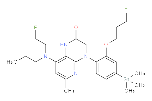 8-((2-fluoroethyl)(propyl)amino)-4-(2-(3-fluoropropoxy)-4-(trimethylstannyl)phenyl)-6-methyl-3,4-dihydropyrido[2,3-b]pyrazin-2(1H)-one