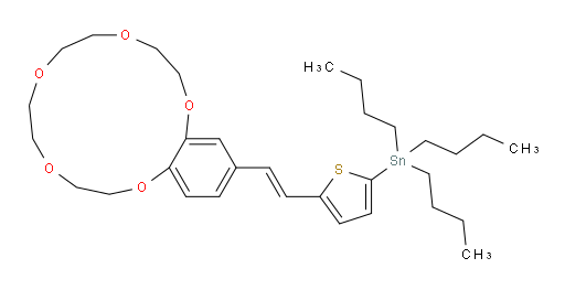 (E)-tributyl(5-(2-(2,3,5,6,8,9,11,12-octahydrobenzo[b][1,4,7,10,13]pentaoxacyclopentadecin-15-yl)vinyl)thiophen-2-yl)stannane