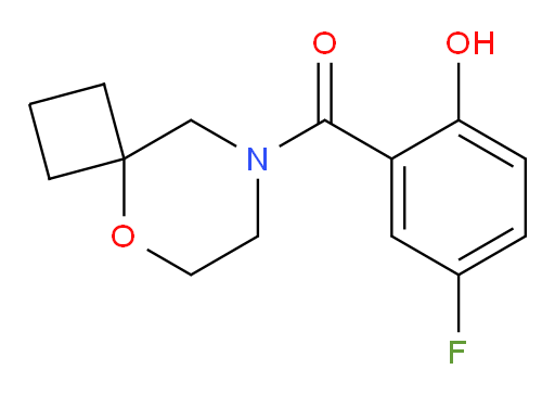 (5-fluoro-2-hydroxyphenyl)(5-oxa-8-azaspiro[3.5]nonan-8-yl)methanone
