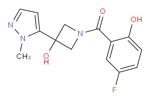 (5-fluoro-2-hydroxyphenyl)(3-hydroxy-3-(1-methyl-1H-pyrazol-5-yl)azetidin-1-yl)methanone