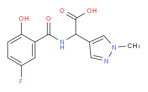 2-(5-fluoro-2-hydroxybenzamido)-2-(1-methyl-1H-pyrazol-4-yl)acetic acid