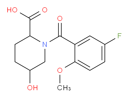 1-(5-fluoro-2-methoxybenzoyl)-5-hydroxypiperidine-2-carboxylic acid