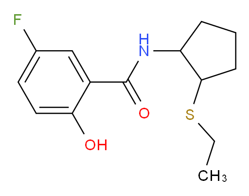 N-(2-(ethylthio)cyclopentyl)-5-fluoro-2-hydroxybenzamide