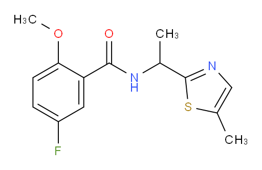 5-fluoro-2-methoxy-N-(1-(5-methylthiazol-2-yl)ethyl)benzamide