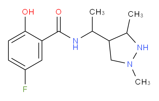 N-(1-(1,3-dimethylpyrazolidin-4-yl)ethyl)-5-fluoro-2-hydroxybenzamide