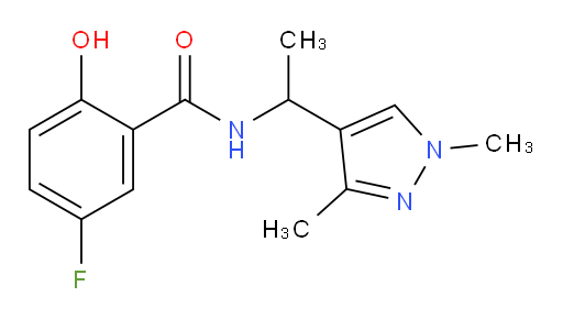 N-(1-(1,3-dimethyl-1H-pyrazol-4-yl)ethyl)-5-fluoro-2-hydroxybenzamide