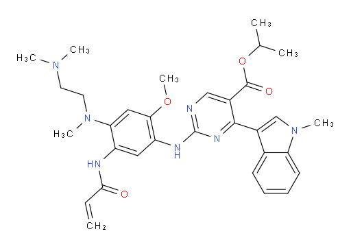 5-Pyrimidinecarboxylic acid, 2-[[4-[[2-(dimethylamino)ethyl]methylamino]-2-methoxy-5-[(1-oxo-2-propen-1-yl)amino]phenyl]amino]-4-(1-methyl-1H-indol-3-yl)-, 1-methylethyl ester