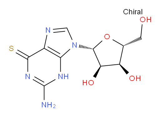 TGR;sri759;sk18615;nsc-29422;thioguanosine;6-THIOGUANOSINE;6-thio-guanosin;ribosylthioguanine;Guanosine, 6-thio-;6-MERCAPTOGUANOSINE