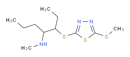 N-methyl-3-((5-(methylthio)-1,3,4-thiadiazol-2-yl)thio)heptan-4-amine