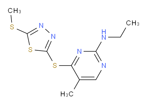 N-ethyl-5-methyl-4-((5-(methylthio)-1,3,4-thiadiazol-2-yl)thio)pyrimidin-2-amine