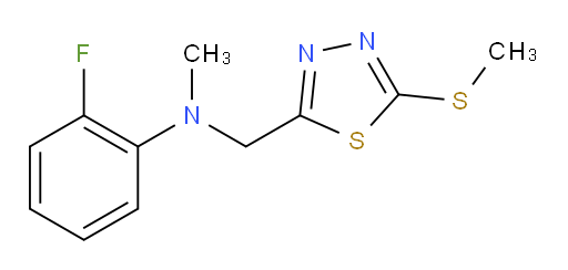 2-fluoro-N-methyl-N-((5-(methylthio)-1,3,4-thiadiazol-2-yl)methyl)aniline
