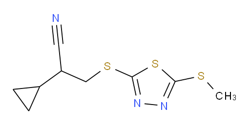 2-cyclopropyl-3-((5-(methylthio)-1,3,4-thiadiazol-2-yl)thio)propanenitrile