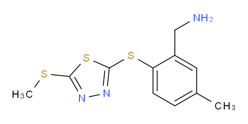 (5-methyl-2-((5-(methylthio)-1,3,4-thiadiazol-2-yl)thio)phenyl)methanamine