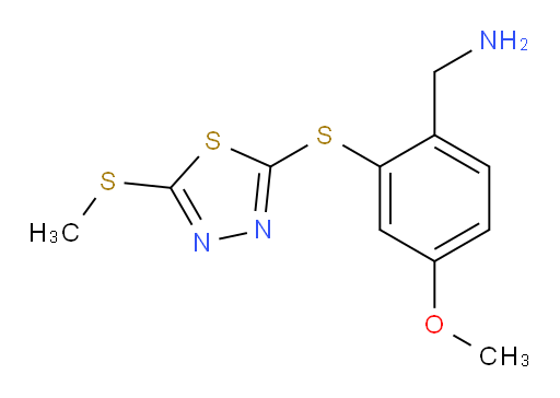 (4-methoxy-2-((5-(methylthio)-1,3,4-thiadiazol-2-yl)thio)phenyl)methanamine
